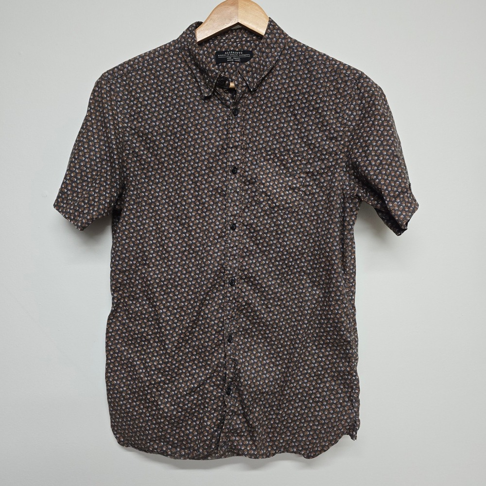 AllSaints Hibiscus Floral Shirt Mens Small‎ Short Sleeve Button Up Boho